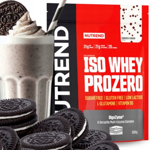 Bílkovina Wpi izolát doplněk stravy Nutrend Iso Whey ProZero 500g Cookies Cream