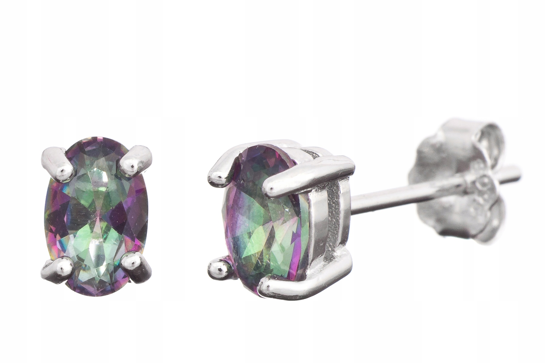 

Srebrne Kolczyki Rodowane Mystic Topaz Nowość 6x4