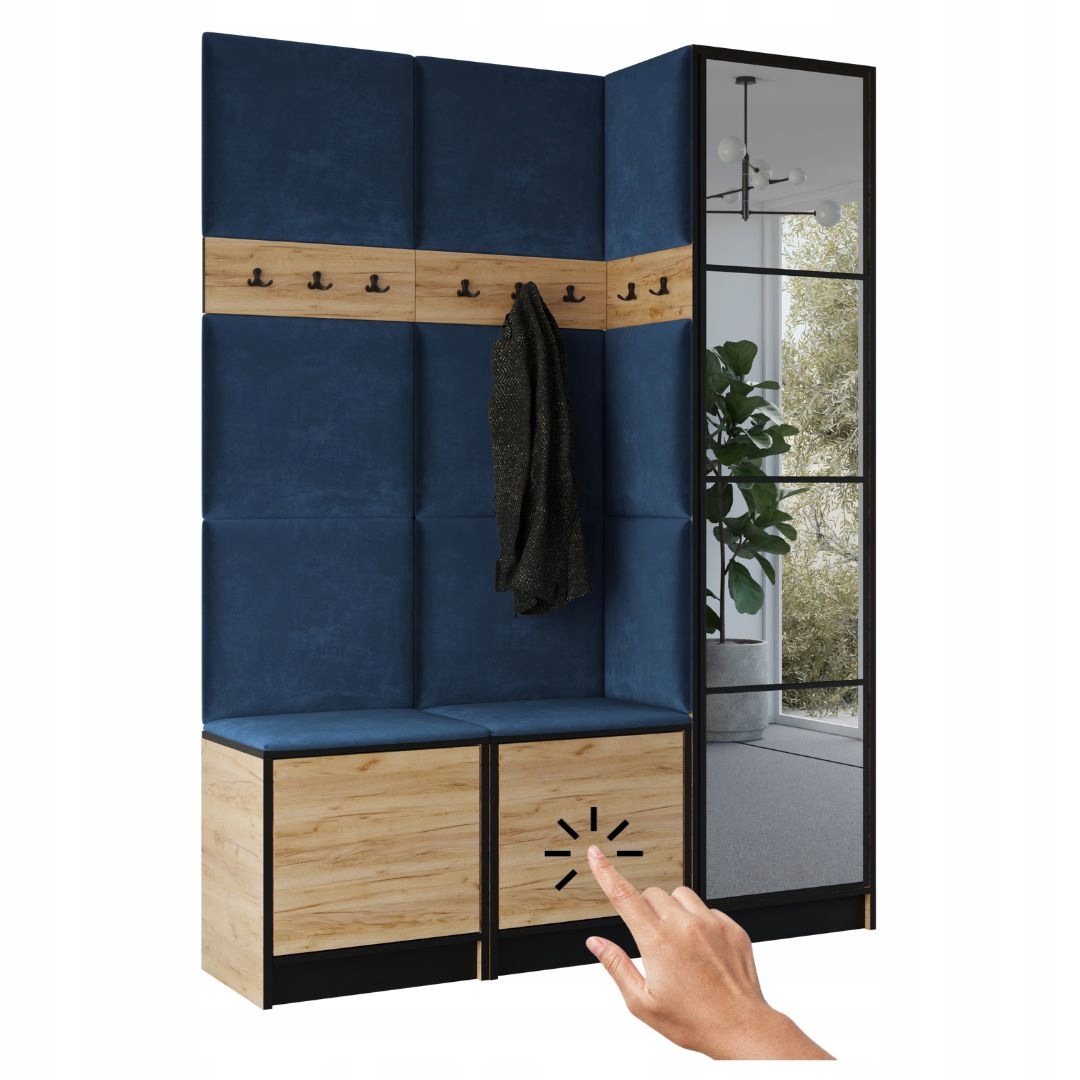 Šatní skříň Costa 20 dub craft zlatý modrá tkanina Vzor 1