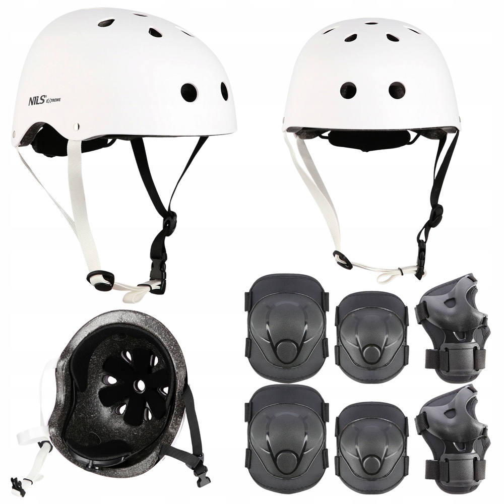 Kask Rowerowy Dziecięcy Z Regulacją Ochraniacze Komplet Na Deskorolkę Xs