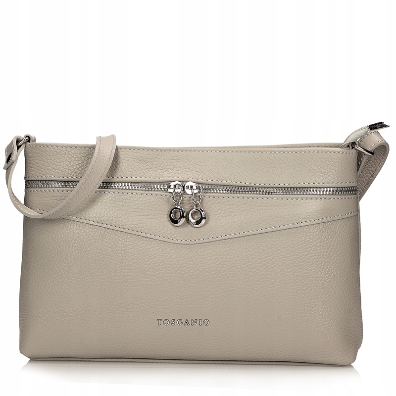 Šedá kabelka z přírodní kůže Elegantní malá Crossbody Toscanio G49