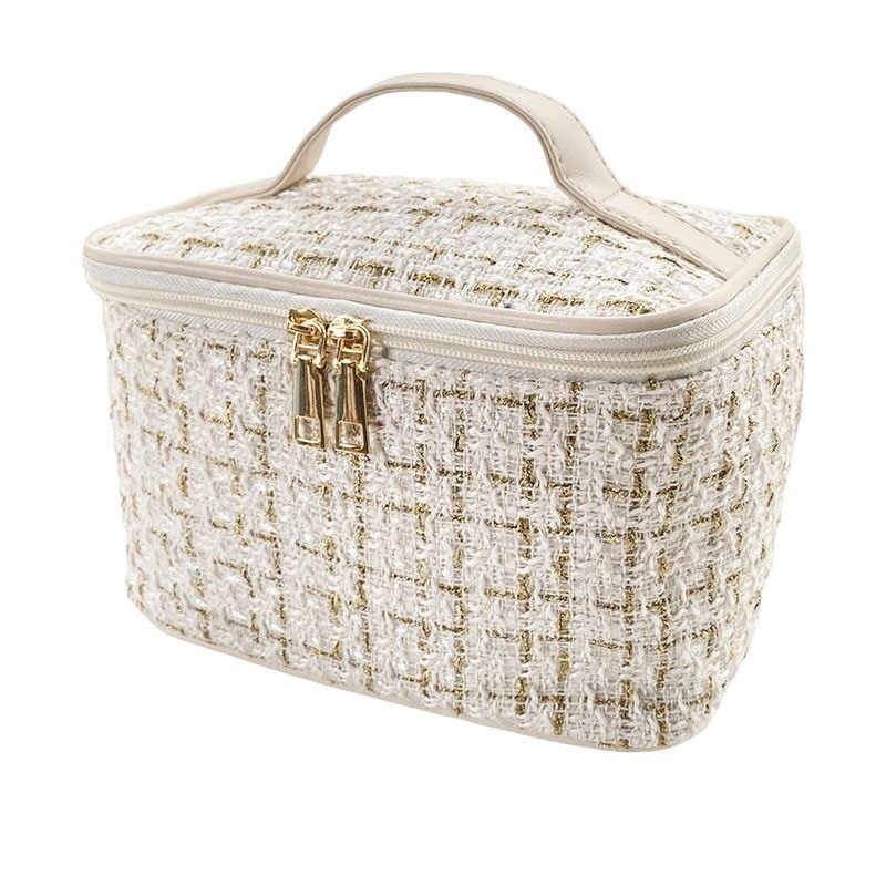 Kosmetická Taška Glamour Gold 22x14x14 Kufřík Kostkovaný
