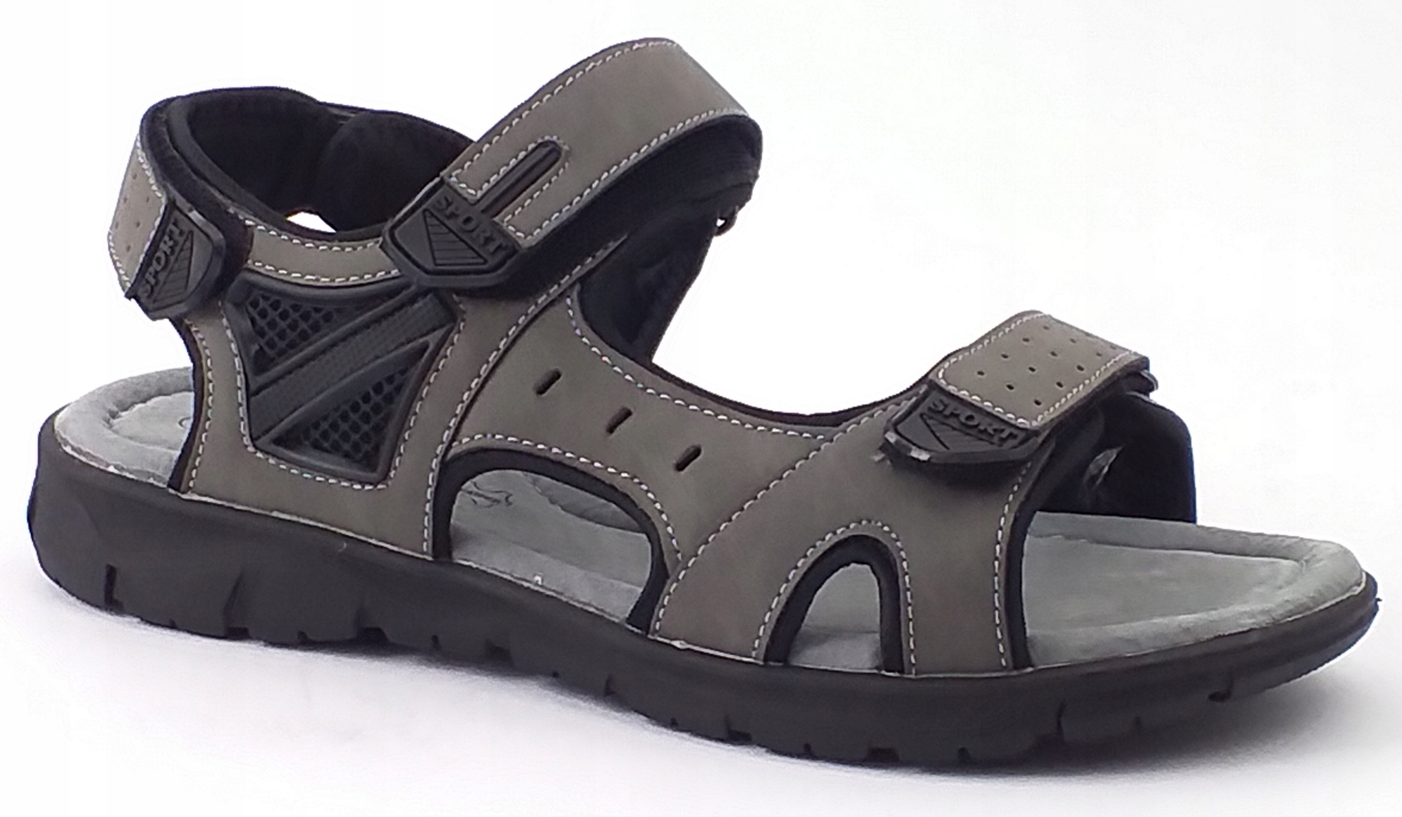 Sandały American Club 93 Męskie Na Rzepy Szare 42