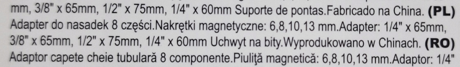 Adaptery do nasadek 8 szt. Liczba elementów zestawy