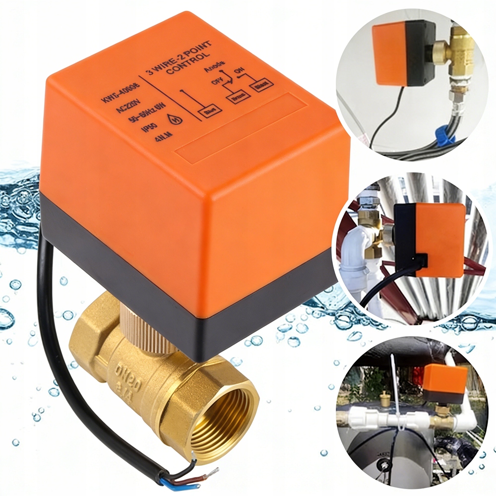 Nowy Ac 220V Mosiądz Elektryczny Zawór 2DROGOWY DN25