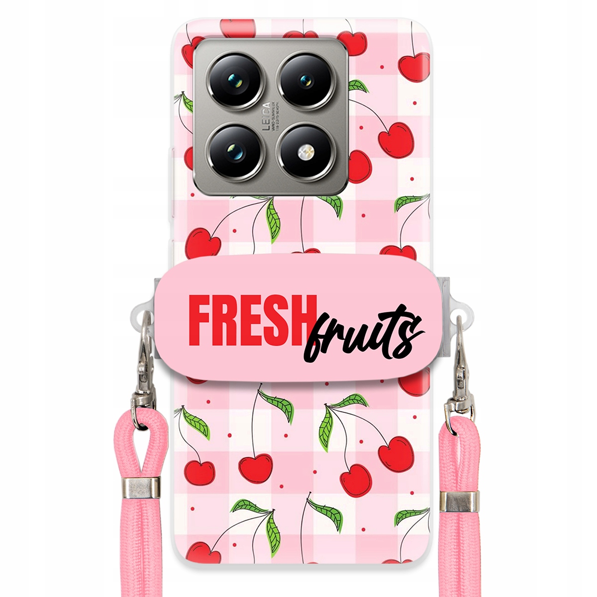 Pouzdro pro Xiaomi 14T Pro Case Držák Šňůrka Růžová Fresh Fruits Mřížka