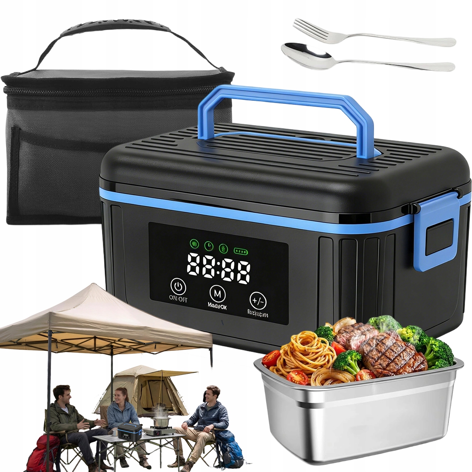 Vyhřívaný Obědový Box 1.5 L Z Nerezové Oceli S Taškou A Baterií