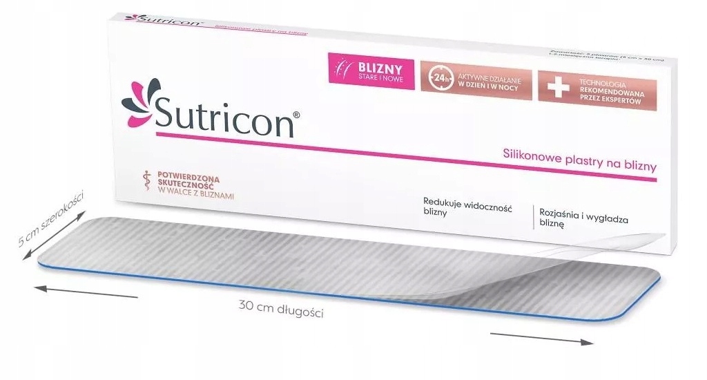 SUTRICON Silikonowe PLASTRY NA BLIZNY 5X30CM 1 szt