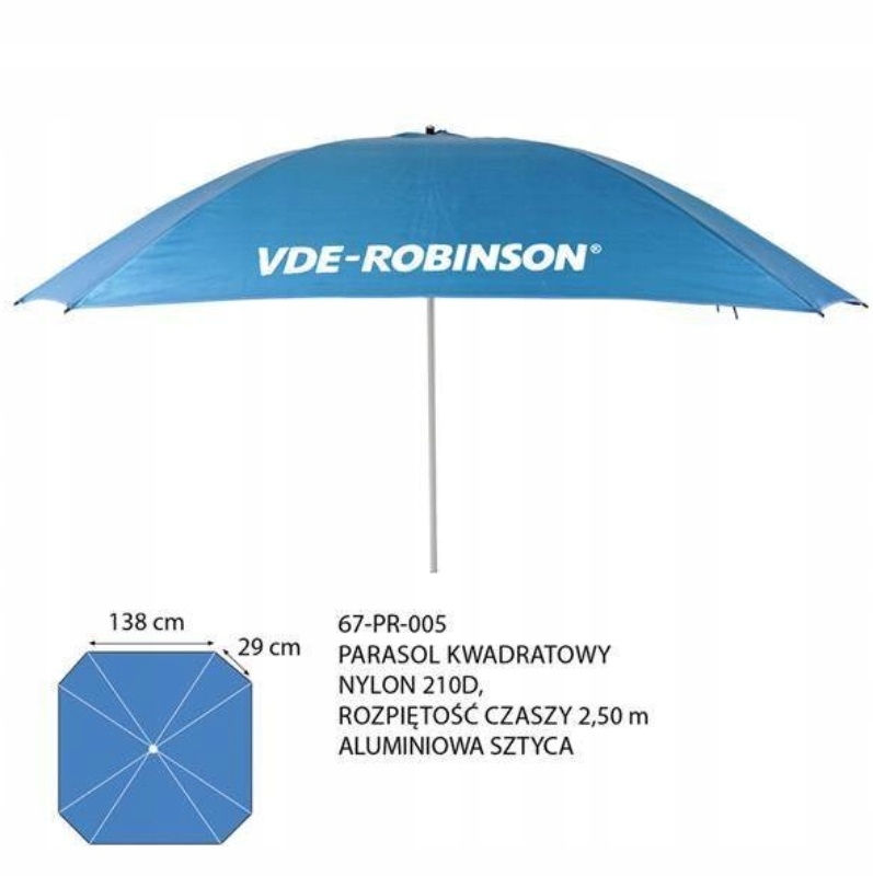 Robinson Parasol wędkarski kwadratowy Vde, 2,50m
