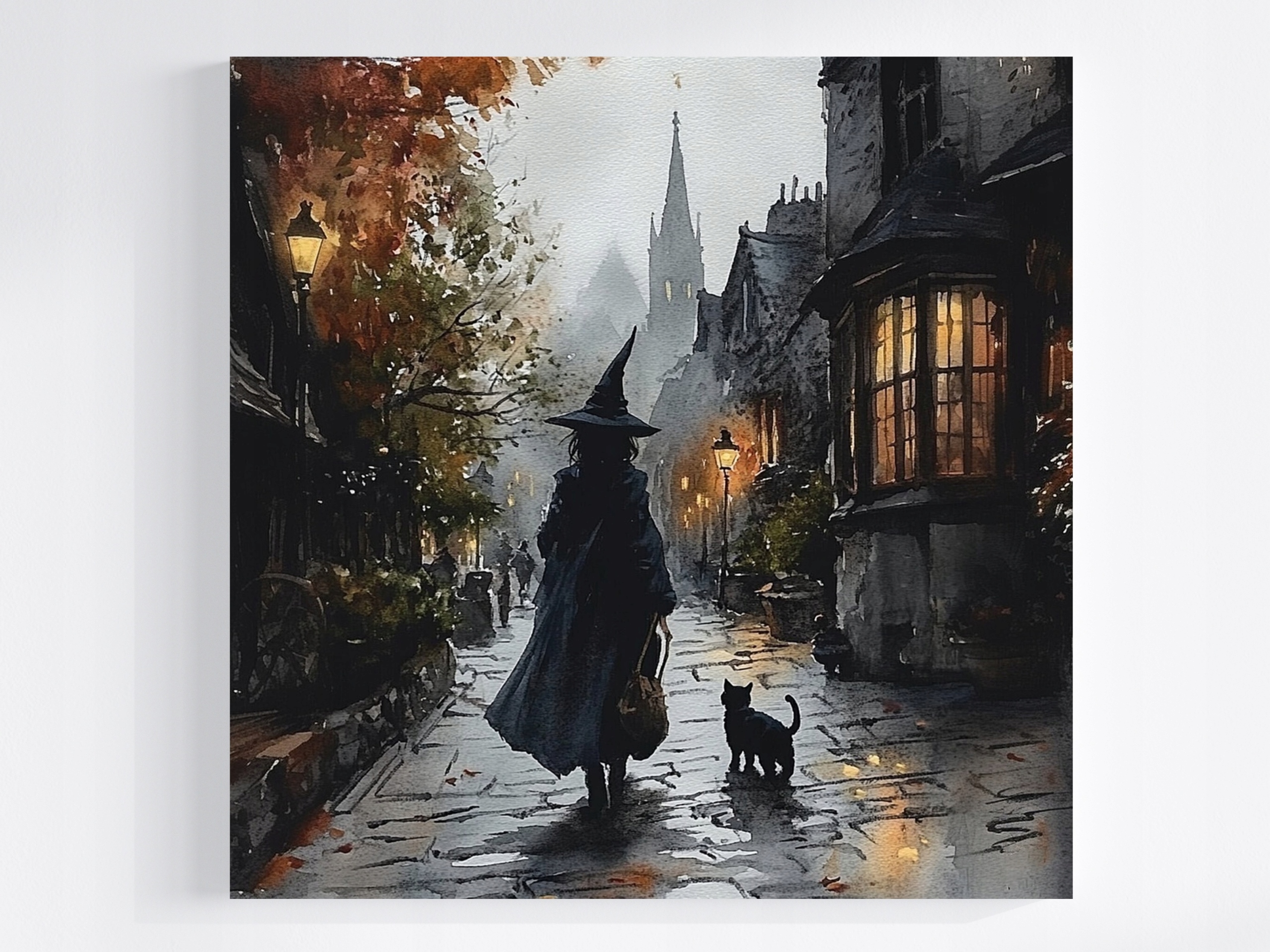 Obraz Na Plátně Canvas Čarodějnice Kočka Temná Ulička Vintage Gotika 80x80