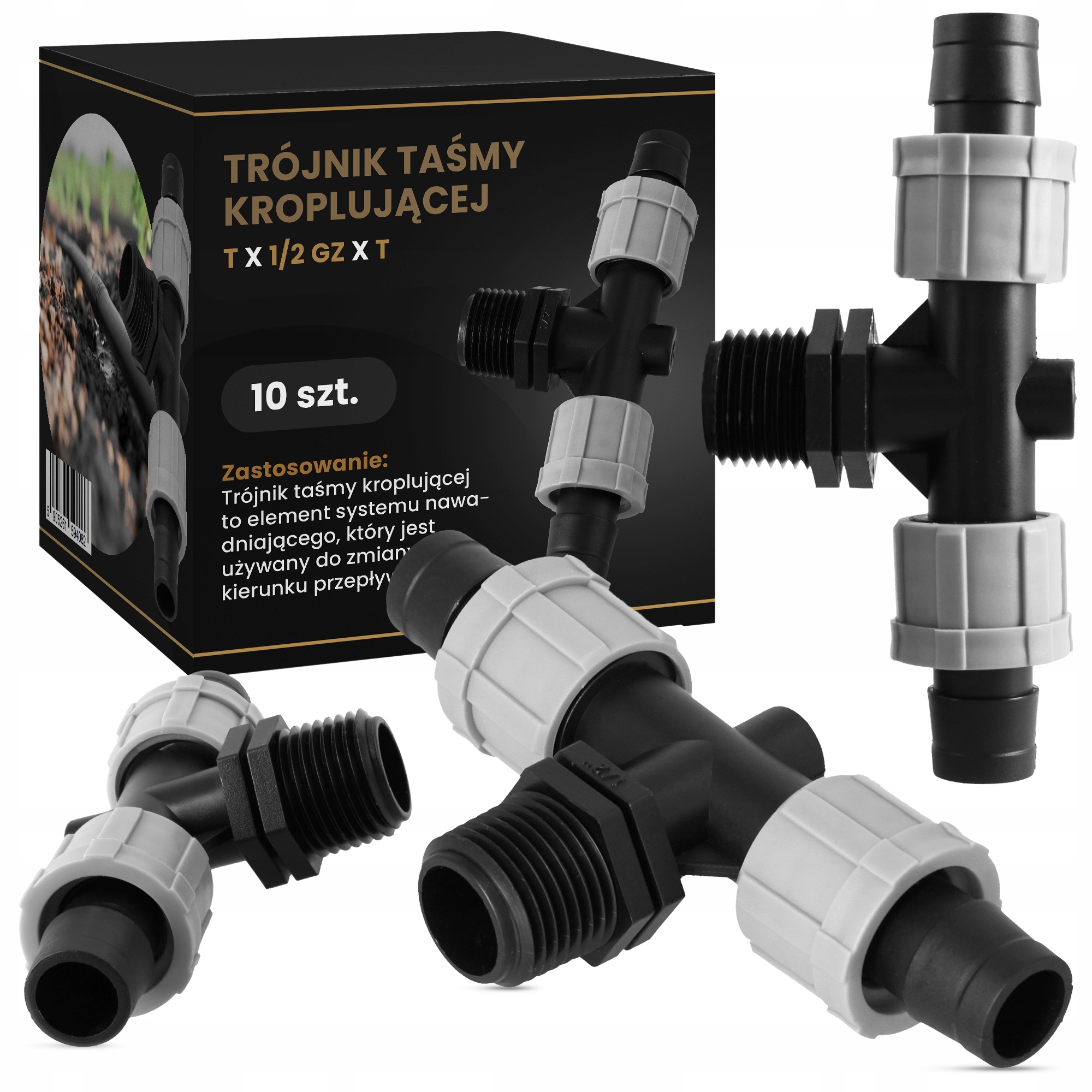 

10x Trójnik Złączka Taśmy Kroplującej Tx1/2xT Gz