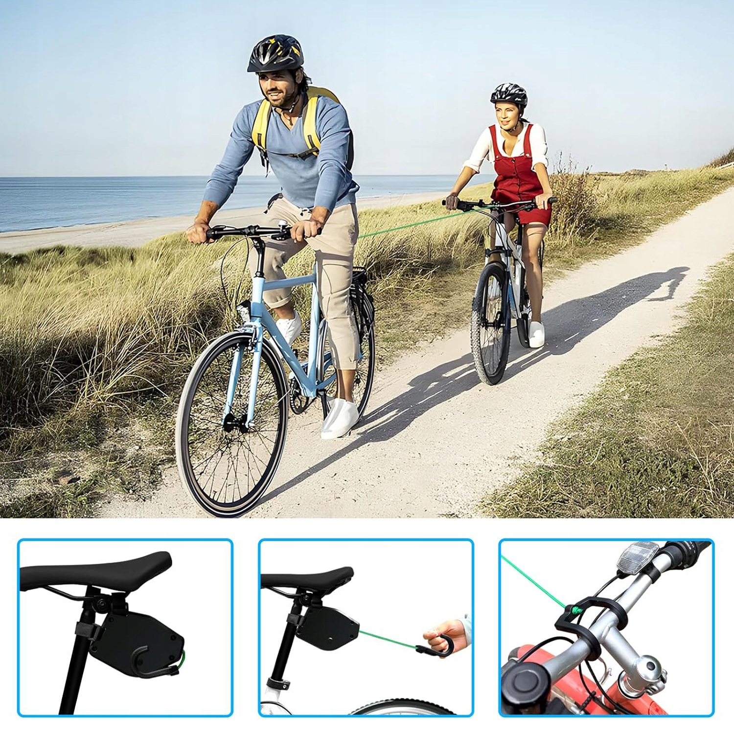 HOL ROWEROWY LINKA HOLOWNICZA DO ROWERU DZIECKA SAMOZWIJAJĄCA 2.5m Kolor dominujący czarny