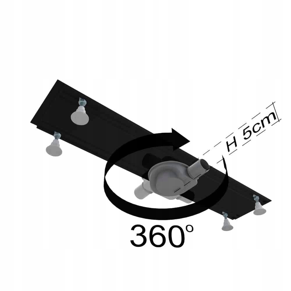 Odpływ liniowy Schedpol BaseLow 60 cm czarny Steel Długość 60 cm