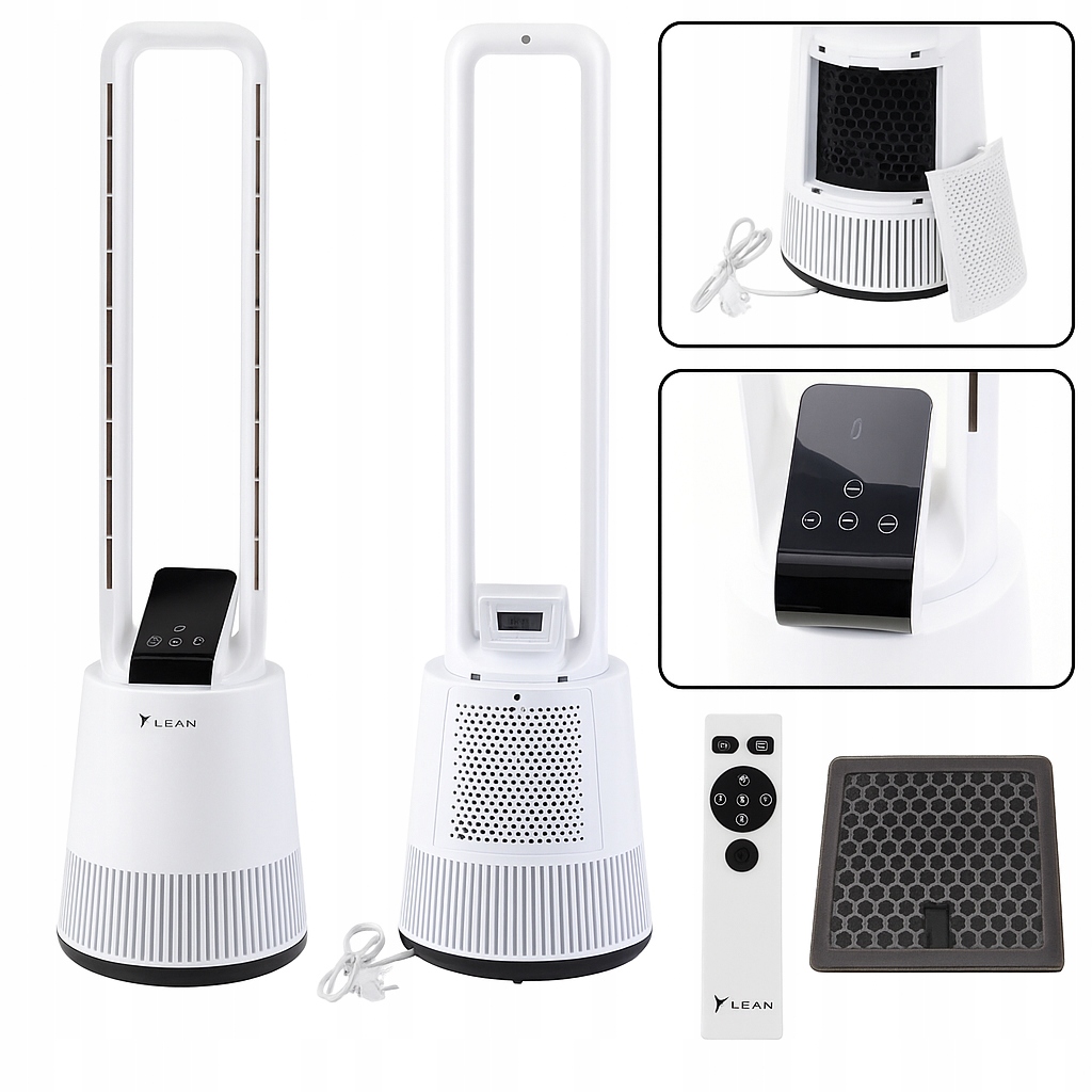 Podlahový Bezlopatkový Ventilátor Oscilácia Časovač LCD Displej Diaľkový Ovládač