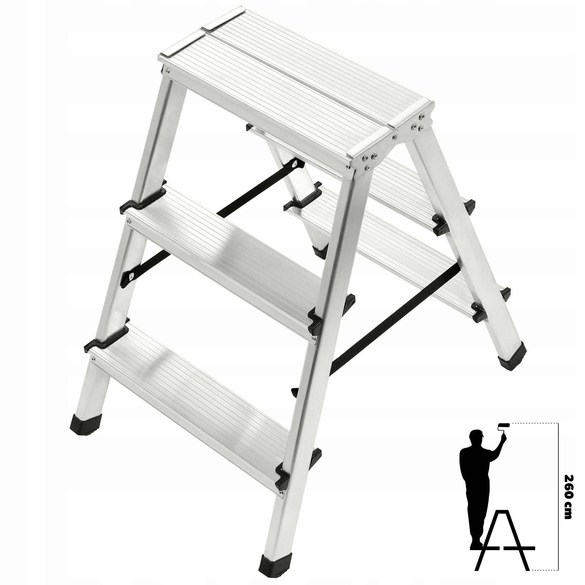 DRABINA ALUMINIOWA SKŁADANA DOMOWA MOCNA UNIWERSALNA PODEST 125kg Liczba elementów 1