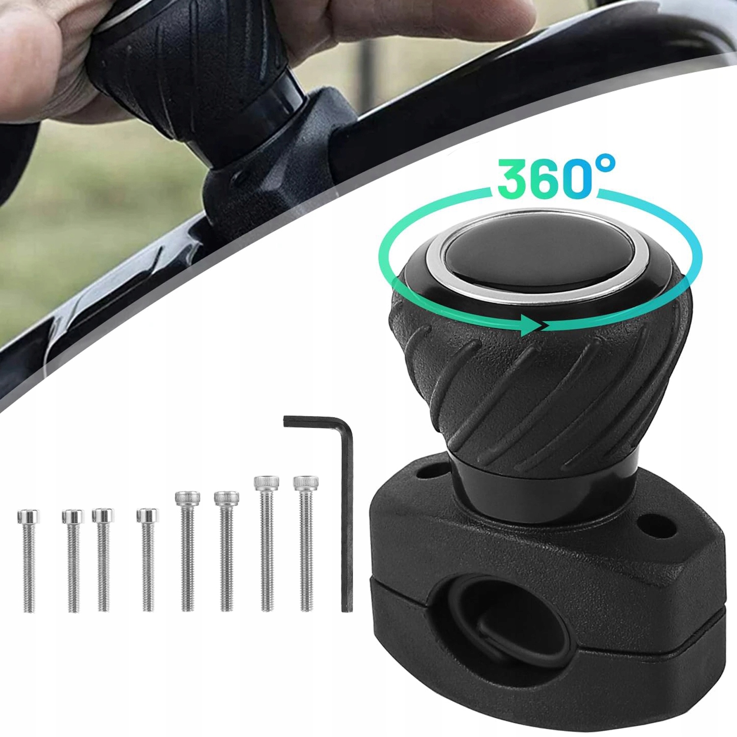 GAŁKA UNIWERSALNA NA KIEROWNICĘ DO SAMOCHODÓW OBROTOWY KULKA Z ŁOŻYSKOWANA