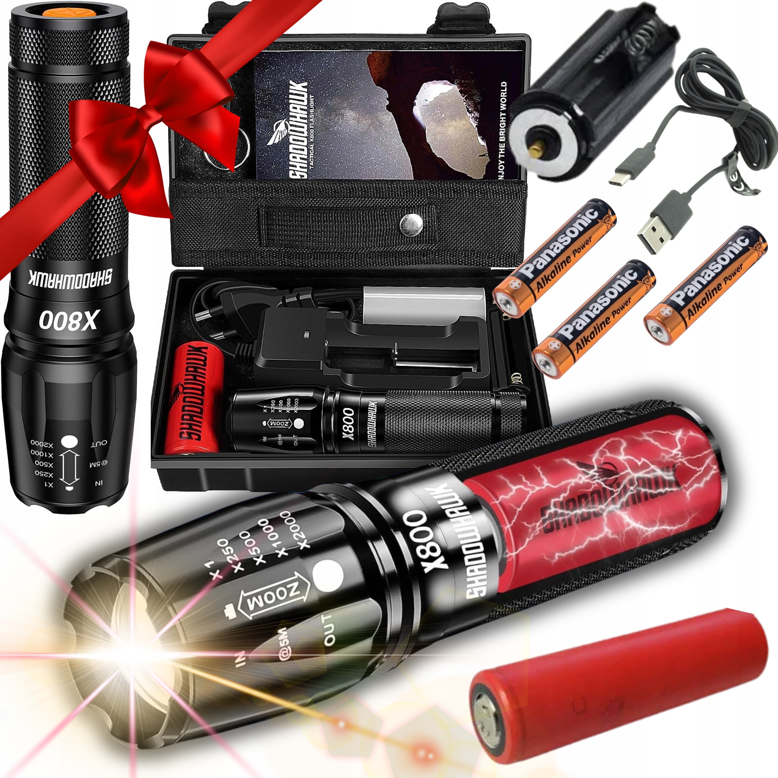 Výkonná Policejní Taktická Akumulátorová Svítilna Reflektor Led