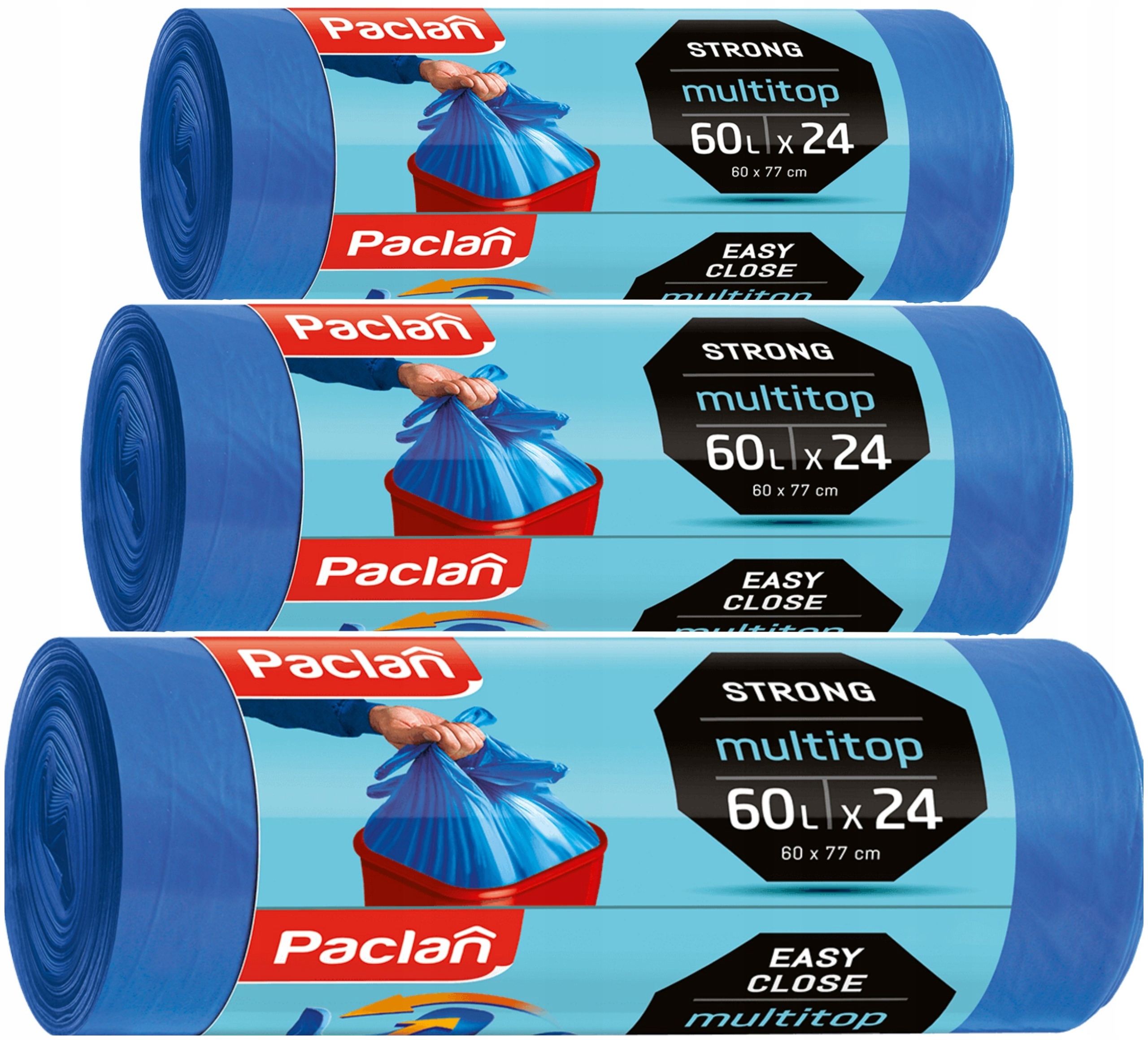 

Worki Na Smieci Multitop 60L 72 szt Paclan 3 rolki