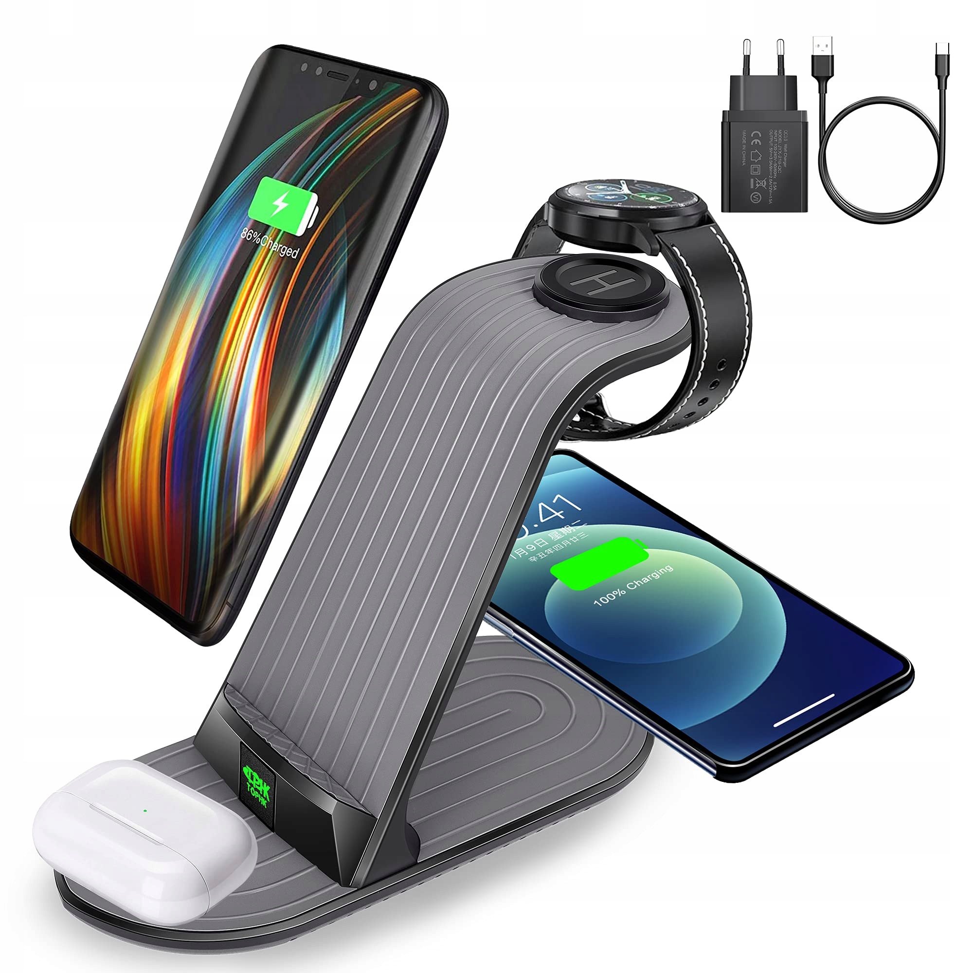 Stacja ładująca Qi 15 W 4 w 1