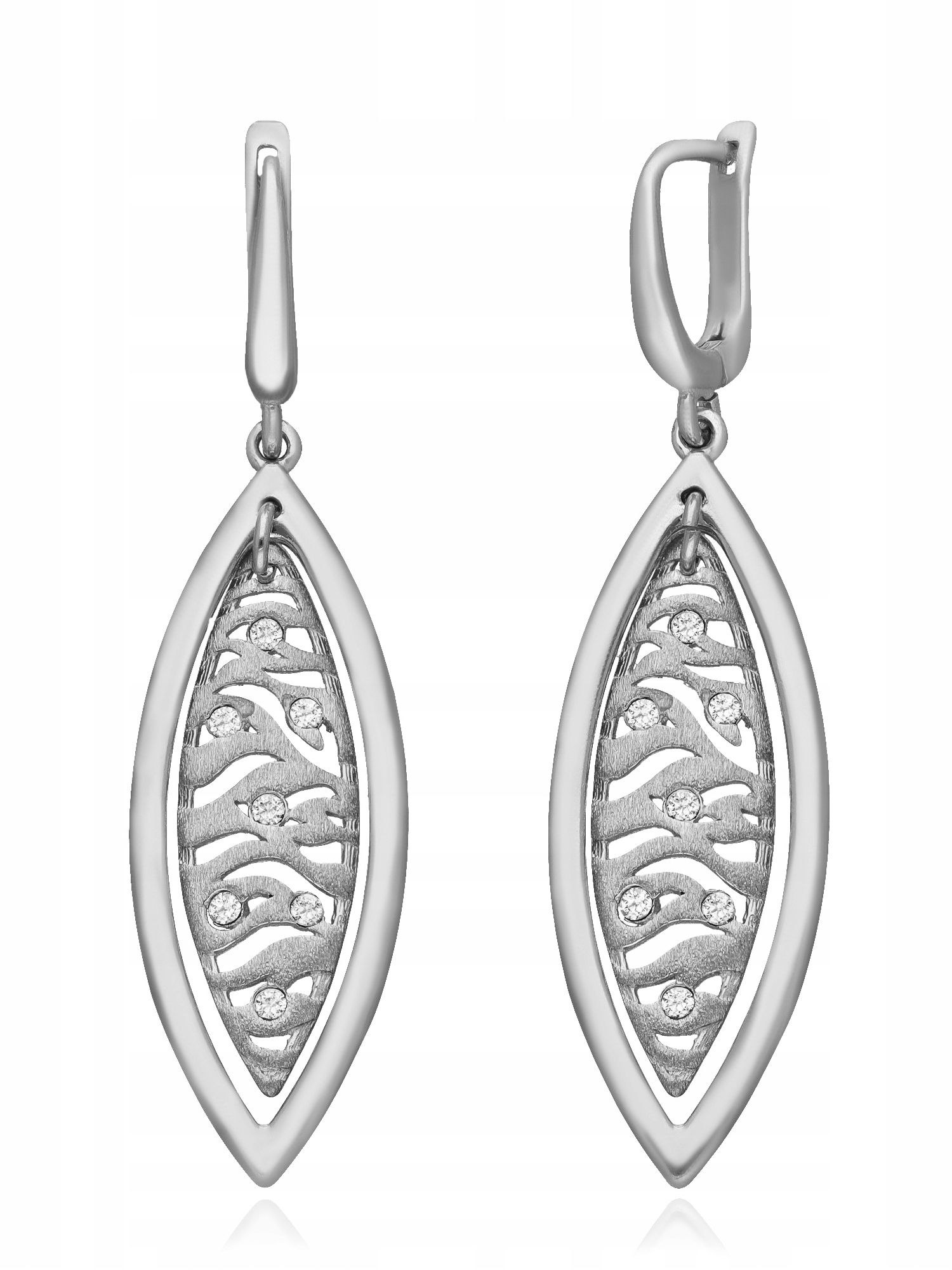 Dlouhé Rhodiované Náušnice Ažurové, Anglické