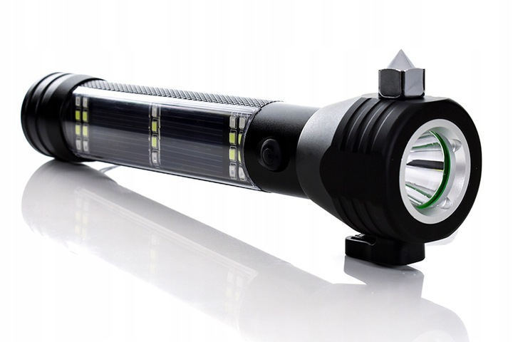 Багатофункціональний Світлодіодний ліхтарик на сонячній батареї USB ALARM 120 дБ