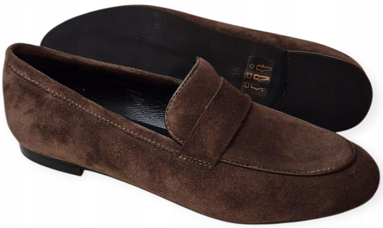 Fabio Fabrizi 857/1 Mokasíny Čokoládová kůže velur vel. 37