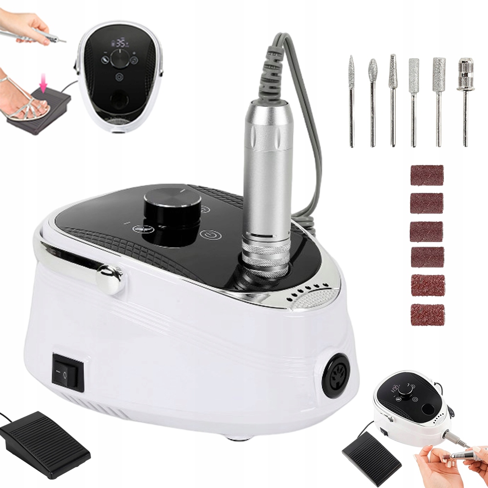 Elektrický Pilník Na Nehty 35000 Rpm Přenosný S Pedálem A Led