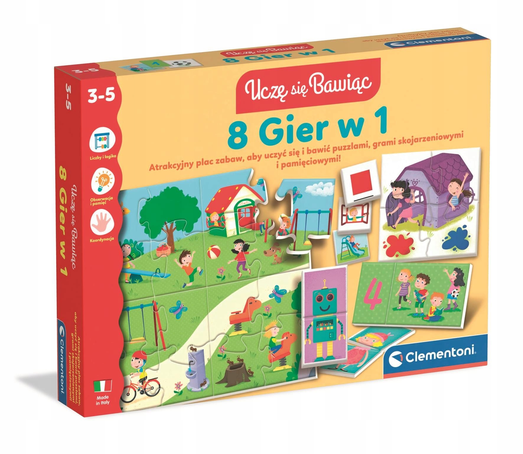 Gra planszowa Uczę Się Bawiąc 8 gier w 1 Clementoni