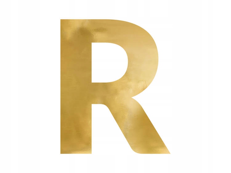 Zrcadlové písmeno „r“, zlaté, 50 x 60 cm