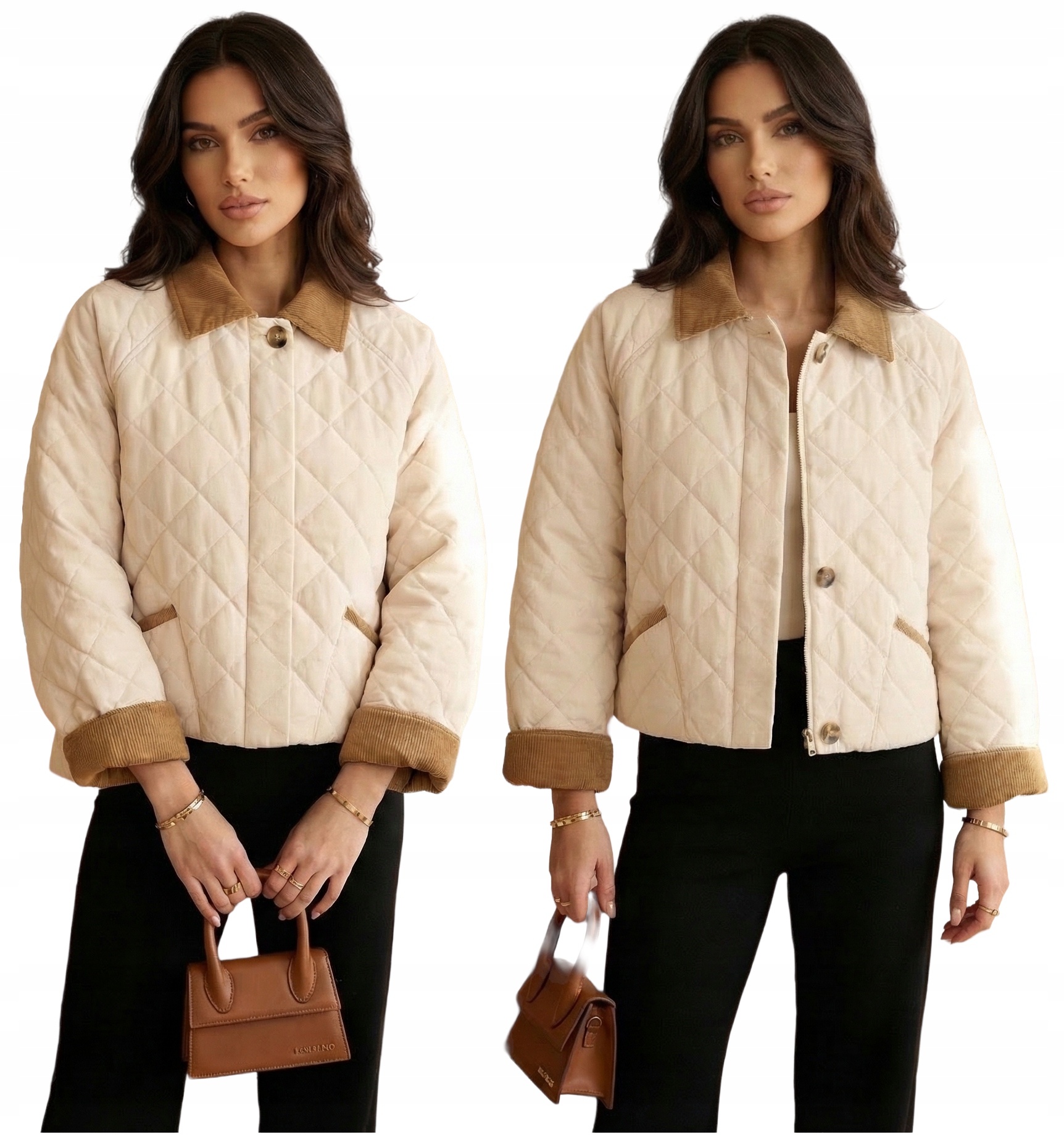 Dámská prošívaná bunda Lumina Ecru Béžová Přechodová bunda Premium