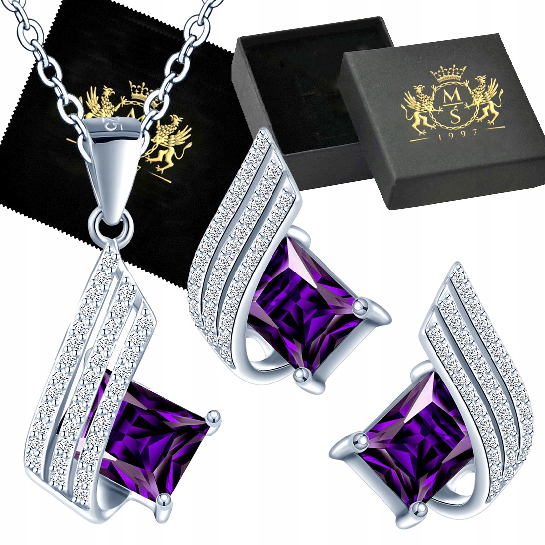 Sada stříbrných šperků Stříbro 925 Sada náhrdelníků a Náušnice Dárek