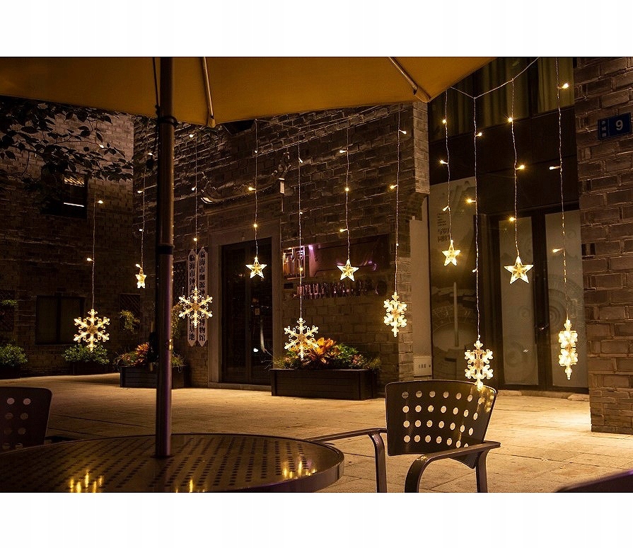 KURTYNA ŚWIETLNA GIRLANDA PŁATKI ŚNIEGU Ciepły Marka inna