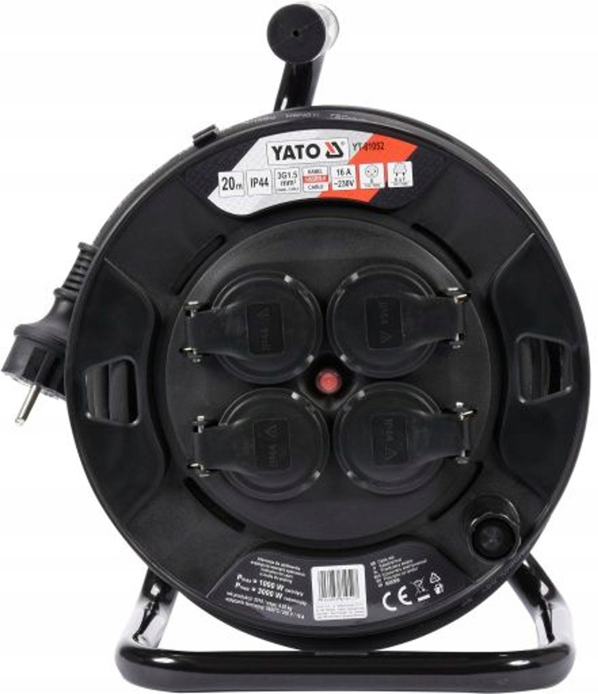 Prodlužovací Kabel bubnový Yato 20 m 4 ks zásuvek černý