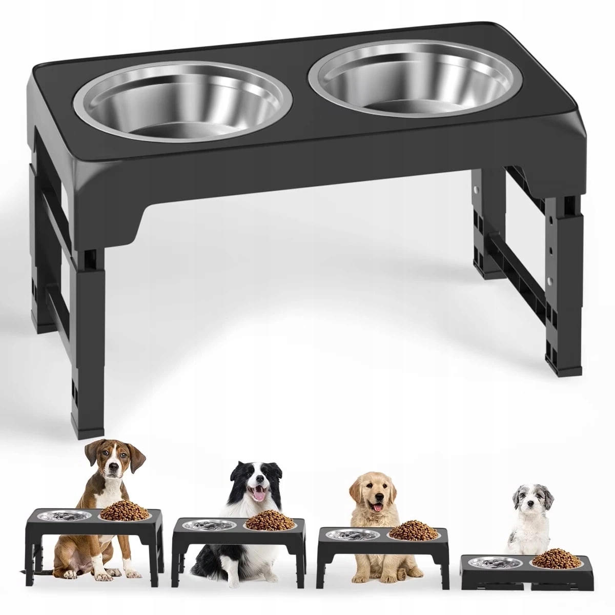 Levně Misky Na Stojanu Pro Psa, neabrazivní, 4-úrovňová regulace, nový Misky