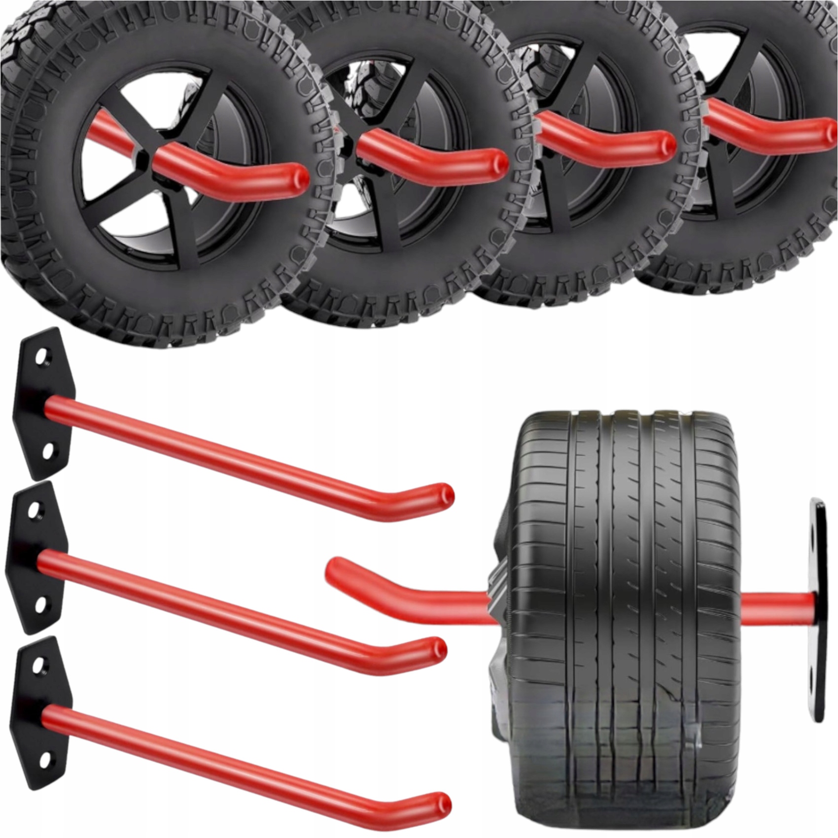 Háčky Na Kola Automobilů Pneumatiky Ráfky 4ks Komplet Do Garáže Na Stěnu