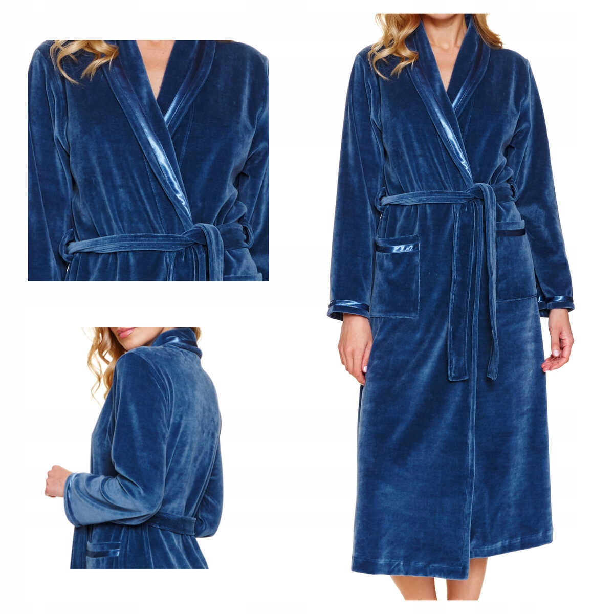 Doctornap Dámský měkký velurový župan Swa 1078 deep blue L