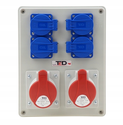 Stavební rozvaděč 400V 16A/5P 400V 16A/5P 4×230V IP44 Ted