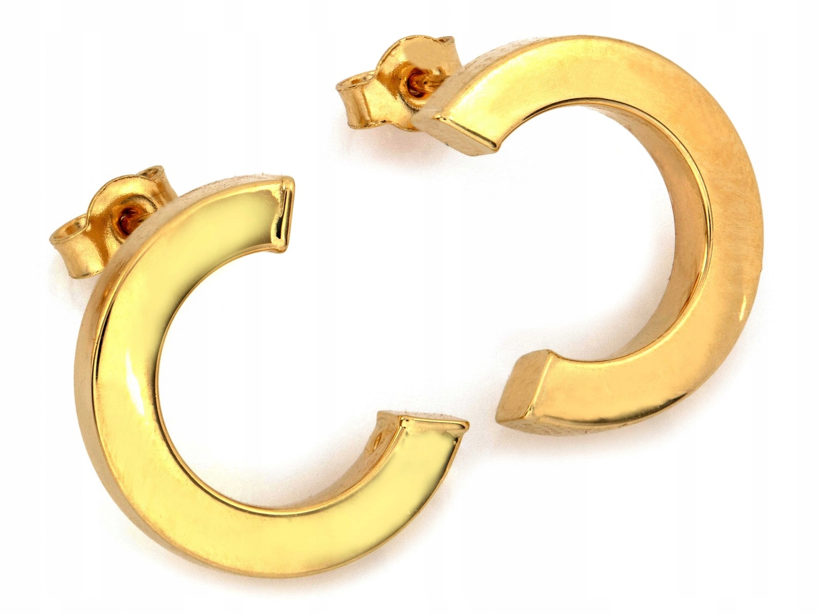 Zlaté 585 14kt náušnice tyčinky elegantní půlkruhové písmeno „C“ 1.63 g