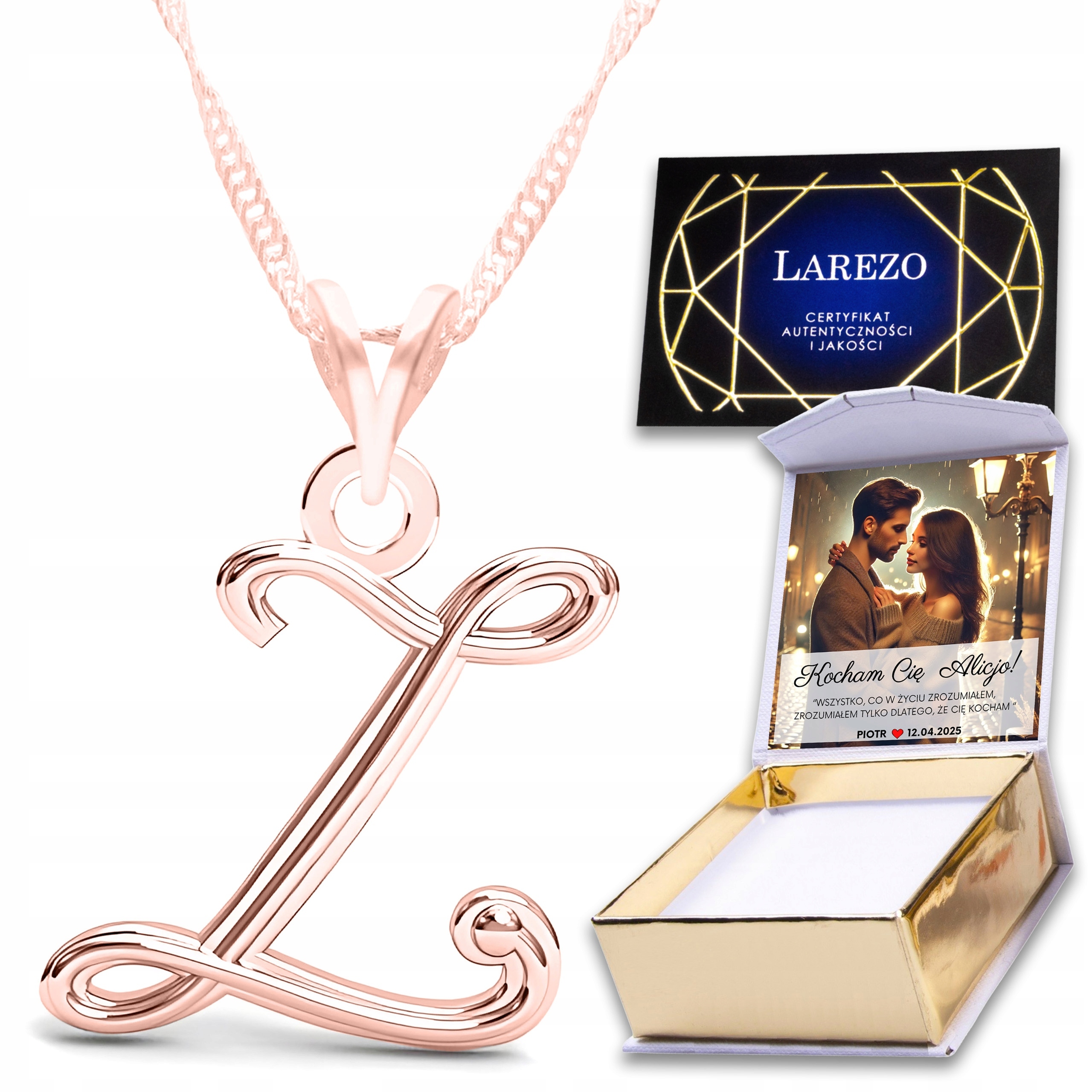 Pozlacený náhrdelník s písmenem Z, iniciála, dámský, stříbro 925 s potiskem