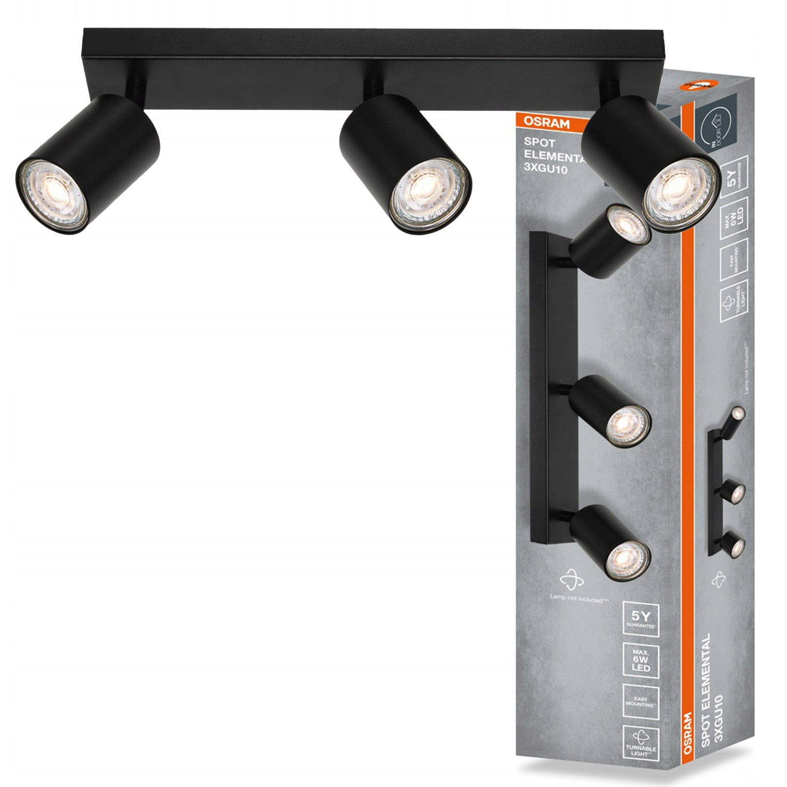 Nástěnné svítidlo stropní svítidlo Led reflektor Spot 3x GU10 Elemental Osram