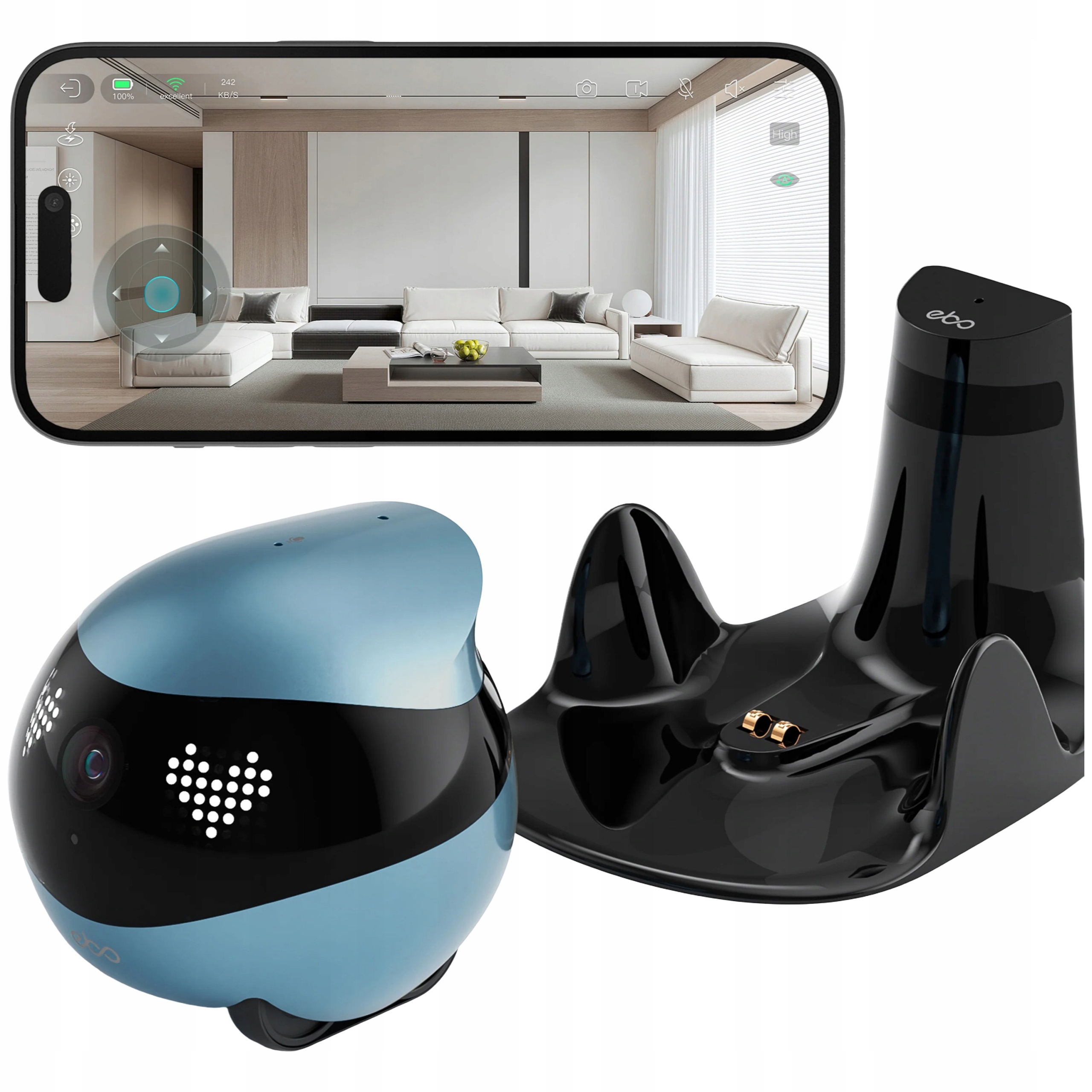 Kamera EnaBot Ebo Air 2 Mobilný Monitorovací Robot s Ai Wi-Fi Ip