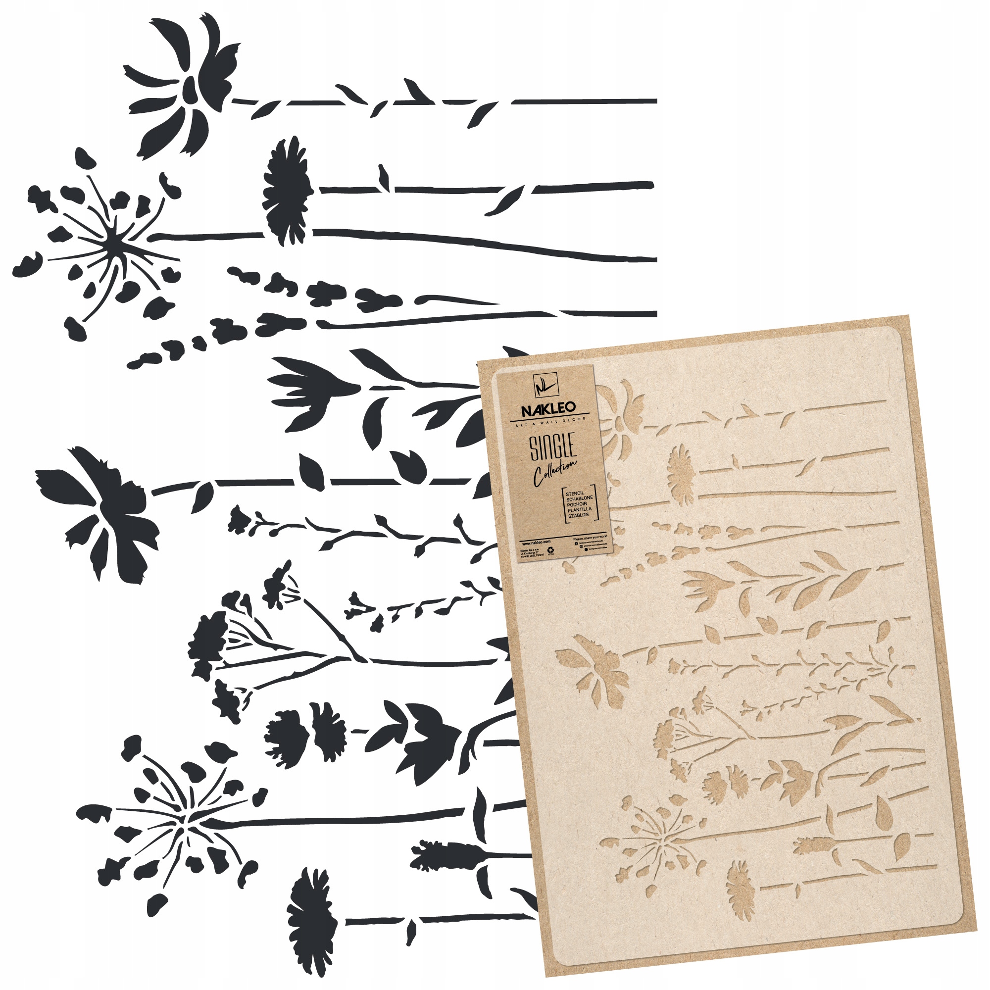 Šablona pro malování Opakovaně Použitelná L 59x95cm Rostliny Květinová louka Květy Na Louce