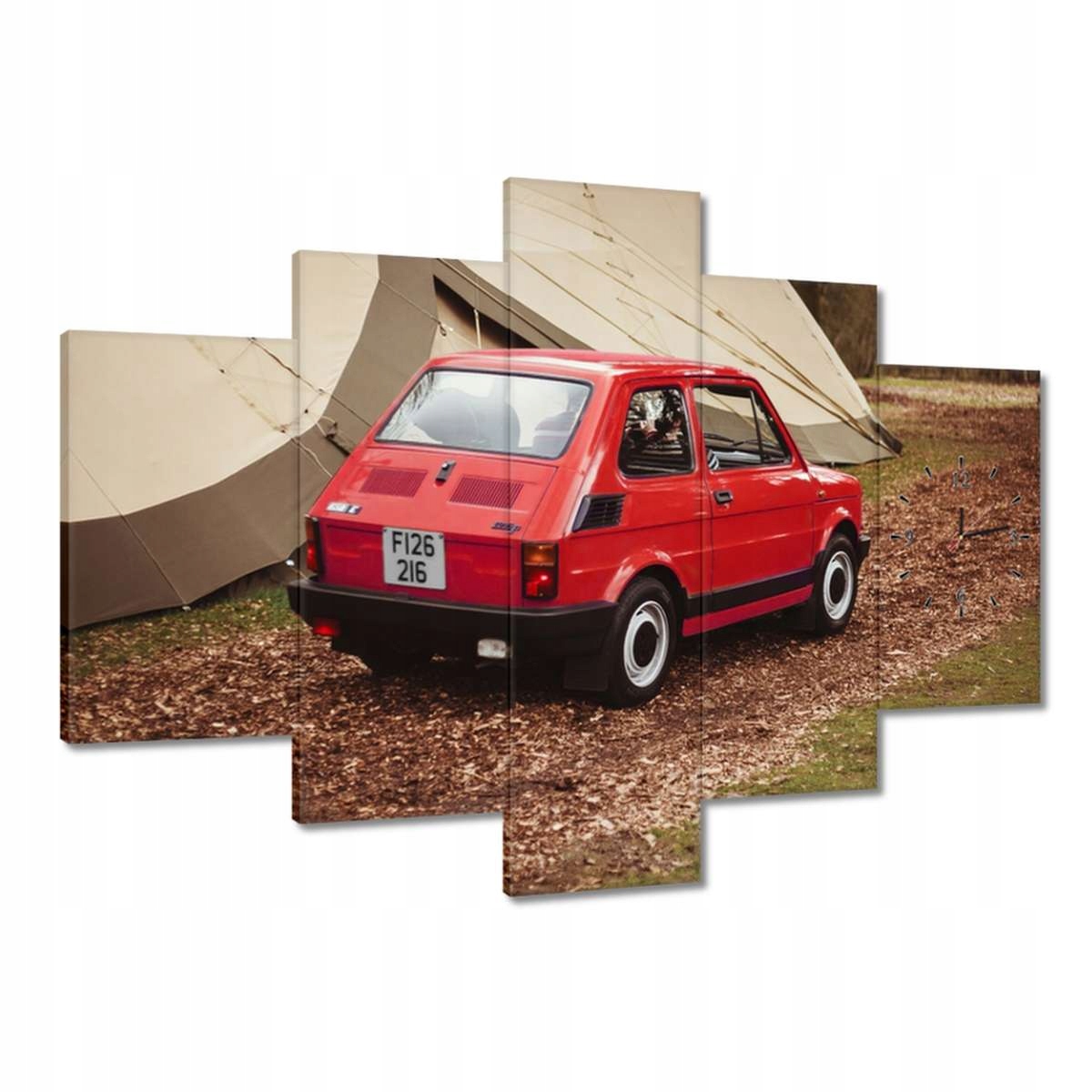 Hodiny 150x105 Červený malý Fiat 126p