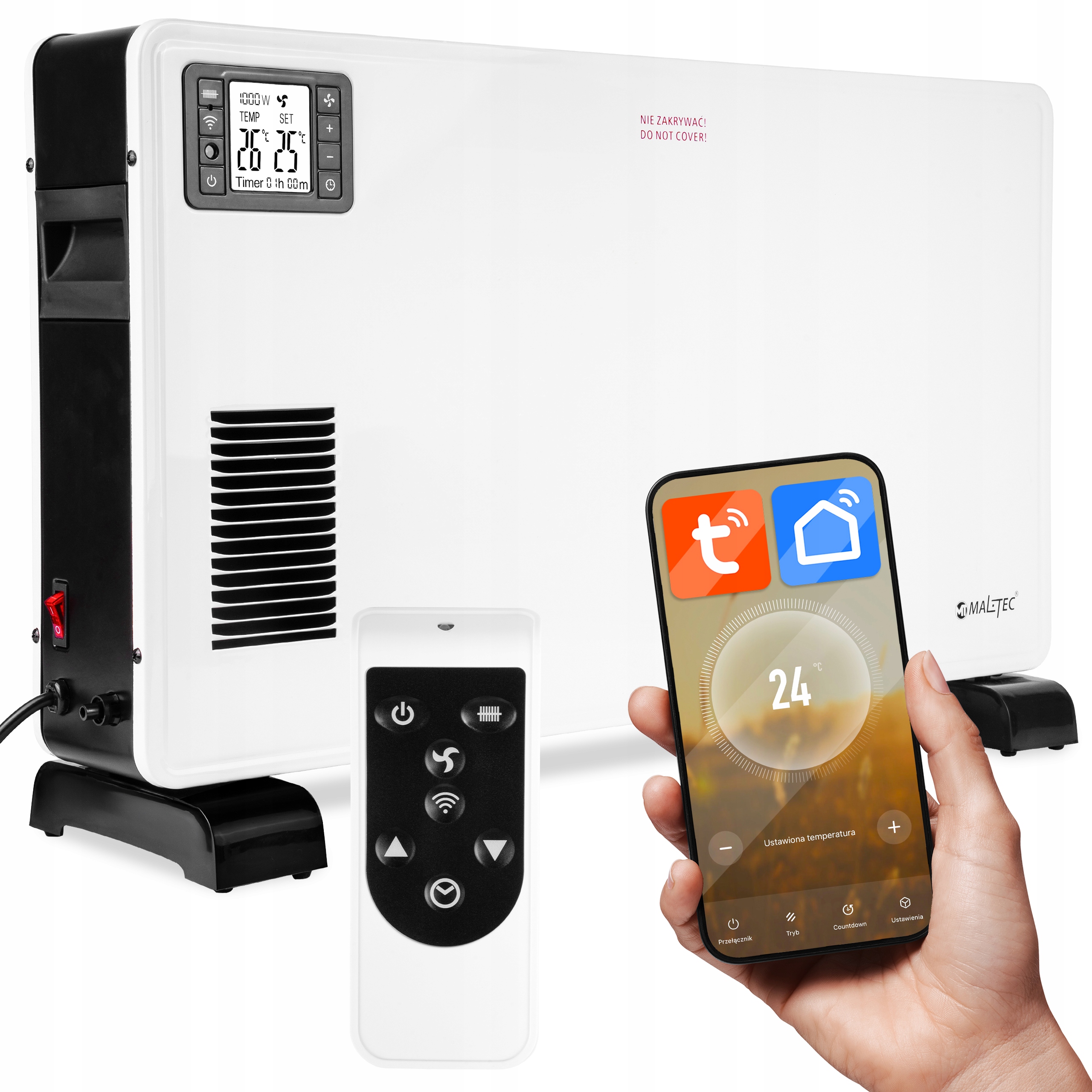 Konvektor Elektrický Ohrievač Konvektorový Termostat Časovač Wifi Diaľkové Ovládanie