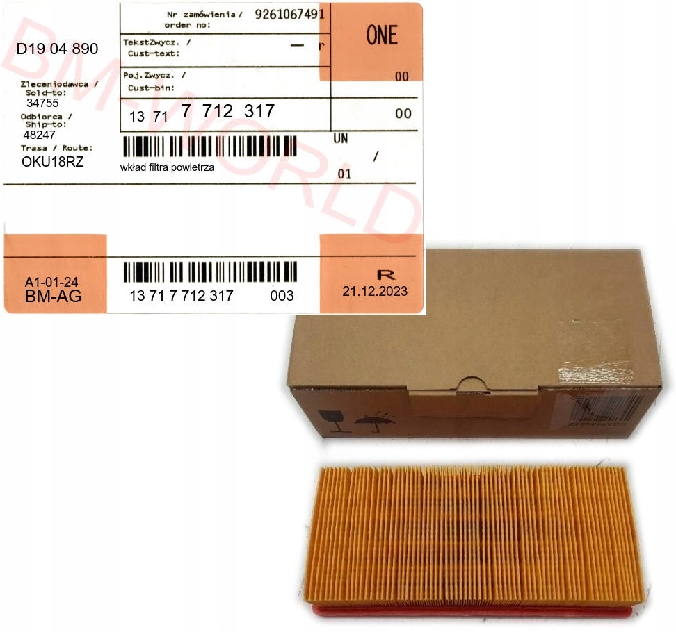 Nový originální Oe Bmw vzduchový filtr Bmw K48 K61 K1600 Aso 13717712317