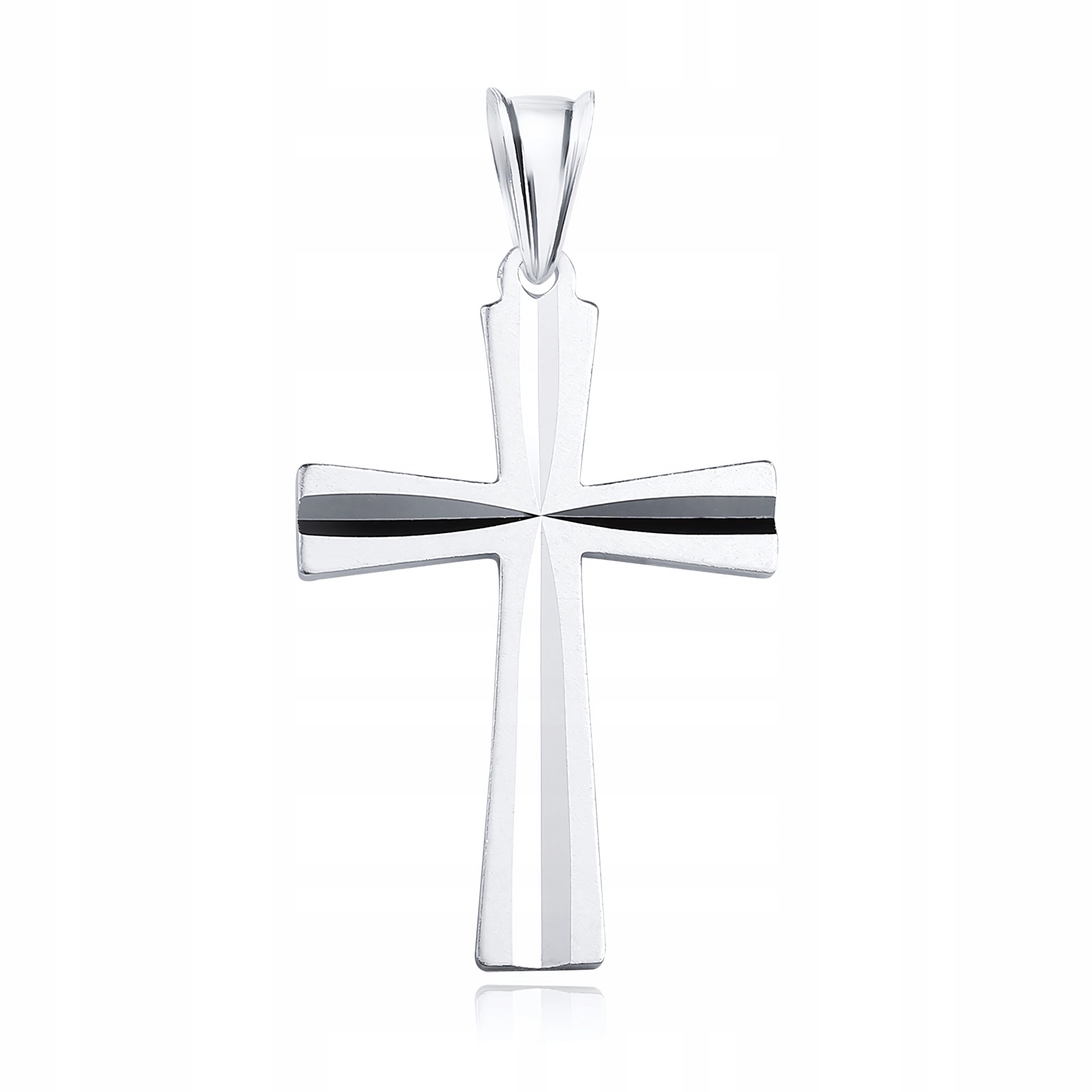 SREBRNY KRZYŻYK MĘSKI DIAMENTOWANY WZÓR PASKI