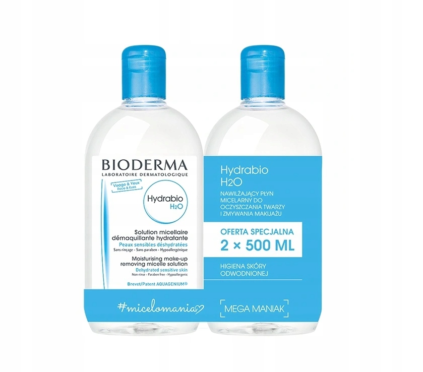Płyny micelarne Bioderma Hydrabio H2O 500ml 500ml Duopak