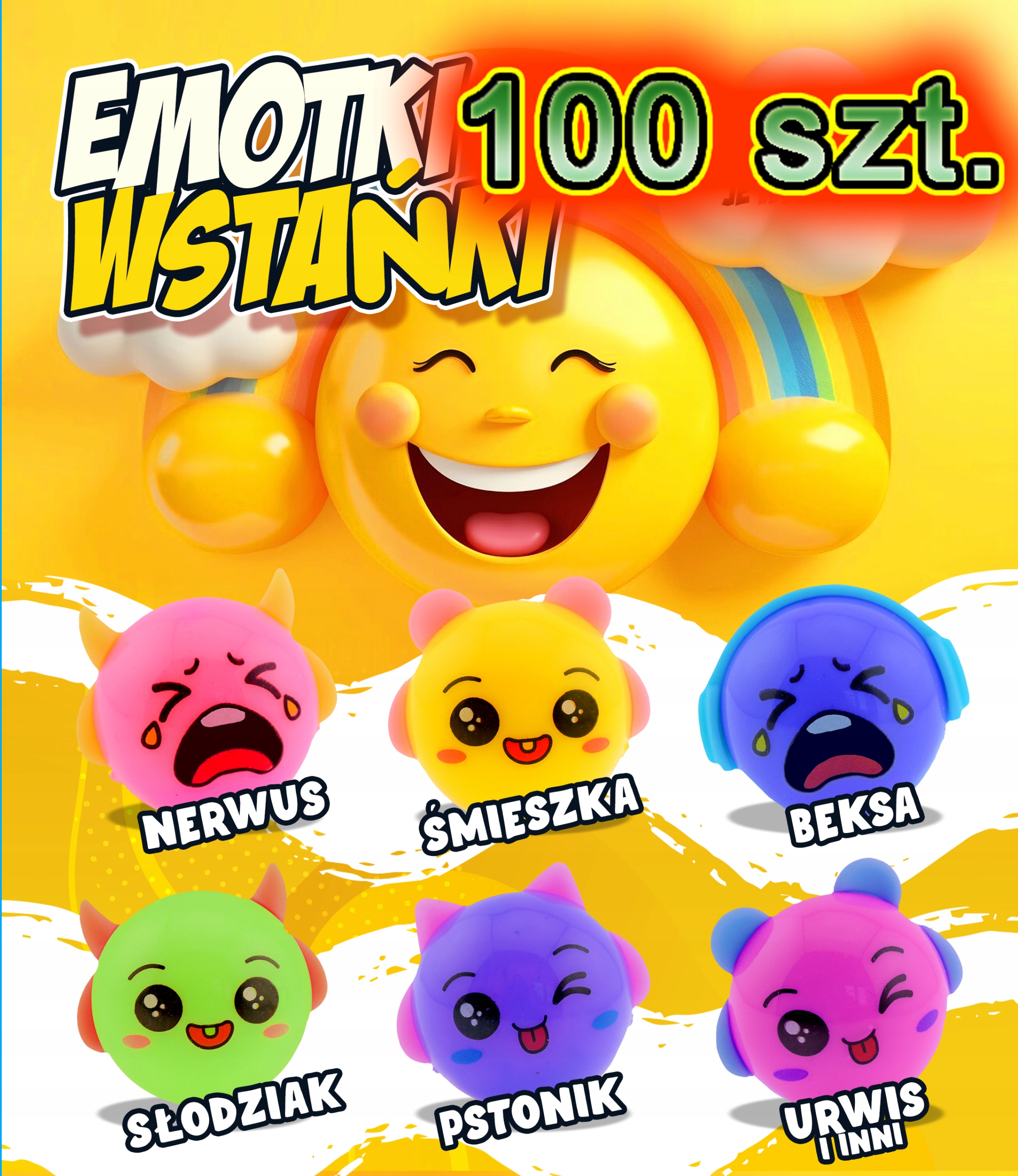 Zasyp do automatu w kapsule Emotki Wstańki 45-55mm 100 szt. piłka kulka los