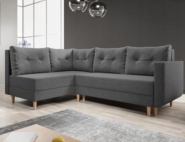 Grafitový rohová sedací souprava s funkcí spaní Baldur L bonell