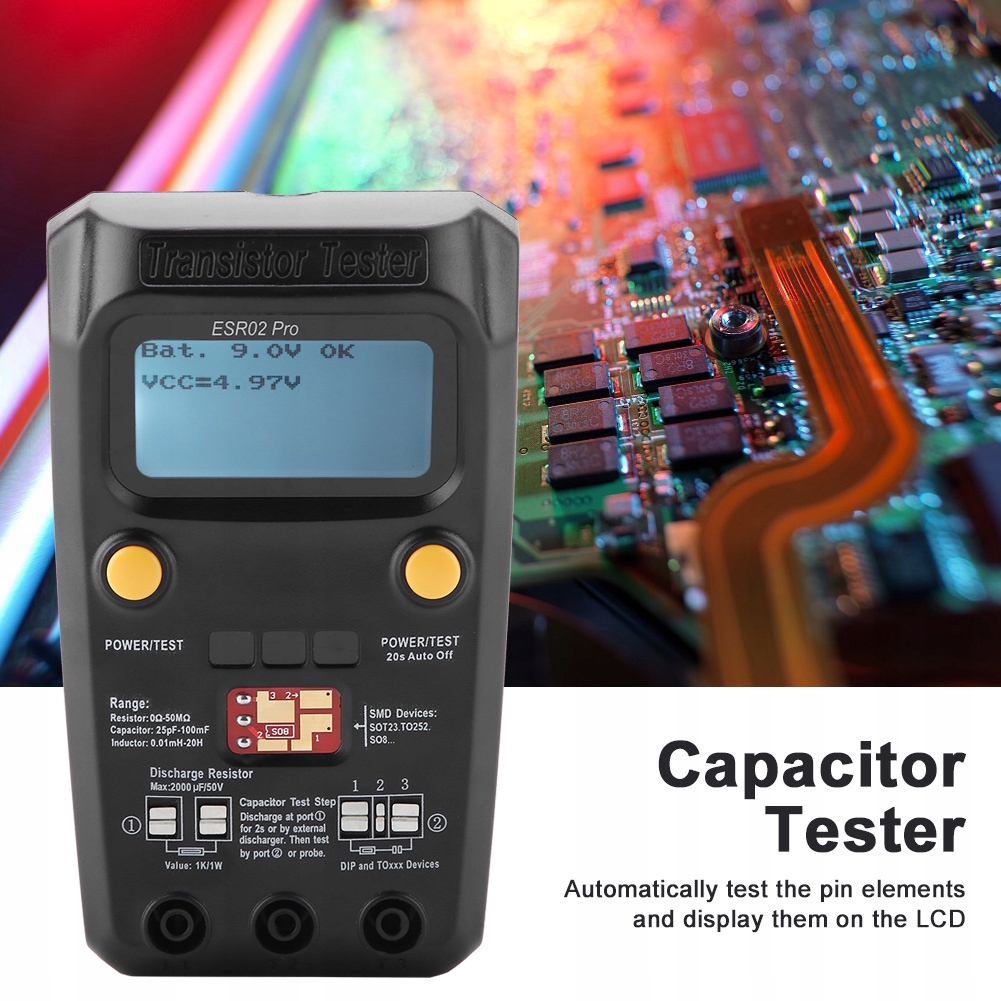 BSIDE ESR02 Pro Cyfrowy tester tranzystorów SMD Rodzaj detektor gazu